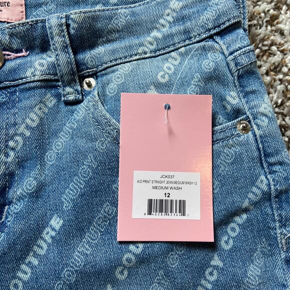Juicy Couture Kids All Over Print Straight Jean Girls 12 Med Wash Stretch Denim - Picture 8 of 12